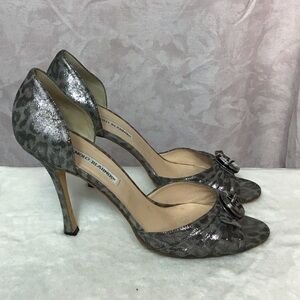 Manolo Blahnik Metallic Leopard Heels